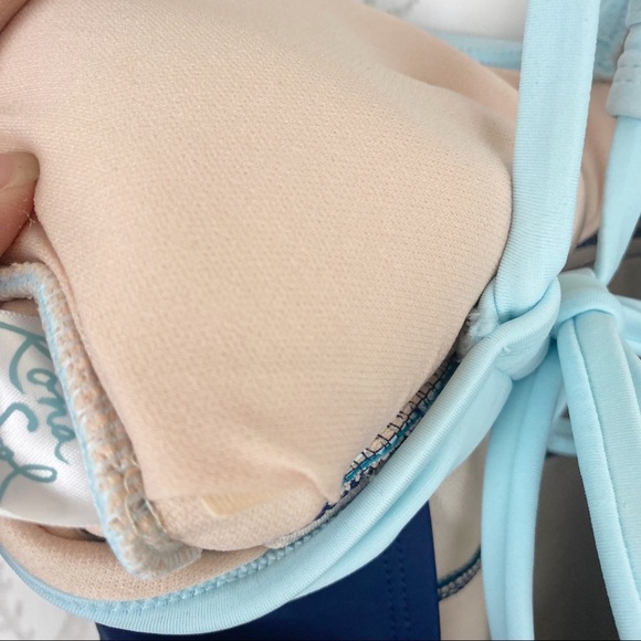 KONA SOL Blue Colorblock Open Back One Piece Swimsuit NWT Small - Picture 9 of 14